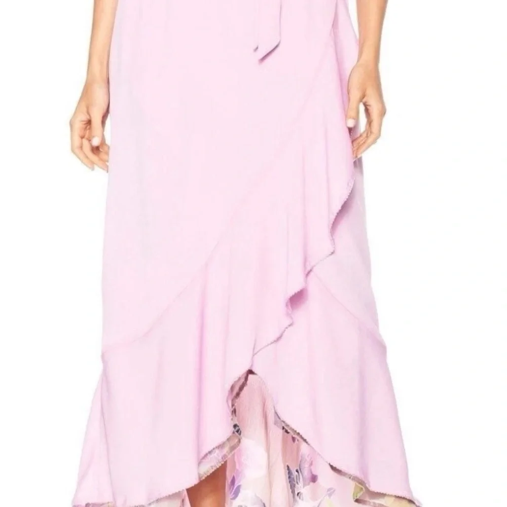 Badgley Mischka NEW Reversible Floral/Pink Asymmetrical Wrap Skirt RARE … - Picture 12 of 16